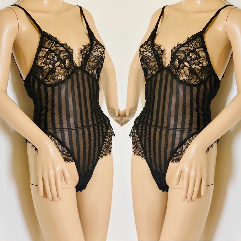 Black Lace V-Neck Cami Bodysuit